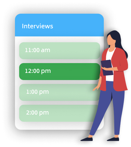 image shows automatic interview booking tool
